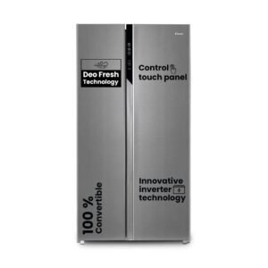 CANDY 602 L Frost Free Side by Side Refrigerator with 100% Convertible Technology, Digital Control Panel and Magic Convertible Cooling 2-door (Shiny Steel, CSS6600TS)