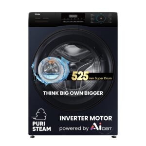 Haier 8 kg 5 Star Super Drum Inverter Washing Machine Fully Automatic Front Load (EFL80-IM12IBIEBK, Black)