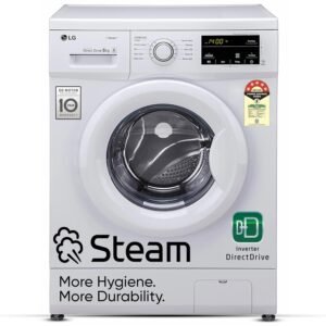 LG 8 Kg, 5 Star, Direct Drive Technology, Steam Wash, 6 motion DD, Smart Diagnosis, Fully Automatic Front Load Washing Machine (FHM1408BDW, Allergy Care, In-Built Heater, Touch...