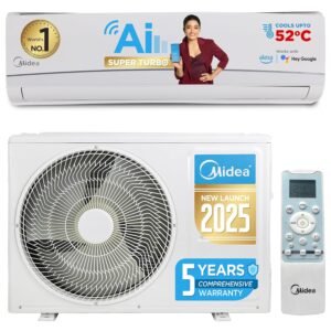 Midea 1 Ton 3 Star Smart Wi-Fi AI Gear Inverter Split AC (Copper, Convertible 4-in-1 Cooling,HD Filter with Auto Cleanser, SANTIS NEO DLX (Wi-Fi),MAI12SD3R35W0,White)