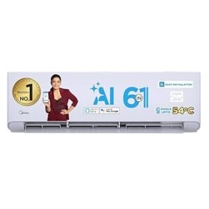 Midea 1.5 Ton 5 Star AI+ Wi-Fi Smart Inverter Split AC (Copper, Convertible 6-in-1 Gear,KW Display, Top HD & PM 2.5 Filter,4 Way Swing Santis Pro-X DLX (Wi-Fi),...