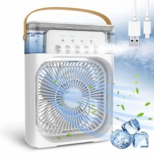 Mini Cooler for Room Cooling AC Portable Mini Fan Artic Cooler with 7 Colors LED Light, 1/2/3 H Timer, 3 Wind Speeds and 3 Spray Modes for Office,Home,Dorm,Travel1(Multicolor)
