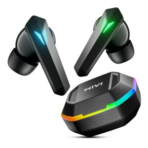 Mivi Commando X7 [Just Launched] Gaming in Ear Earbuds: 35ms Low Latency, Aurora Lights, Dual RGB,13mm Bass Drivers, 50Hrs Playtime,Type C, AI ENC, Made in India Ear buds...