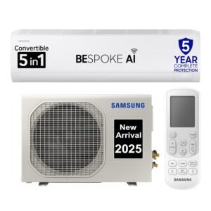 Samsung 1.5 Ton 5 Star AI Inverter Smart Split AC (WiFi, Energy Saving, Voice Control, Powerful Cooling, Copper, Digital Inverter, 4 Way swing, 5 Step Convertible, BESPOKE AI...