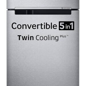 Samsung 385 L, 2 Star, Convertible 5-in-1 Digital Inverter, with Display Frost Free Double Door Refrigerator (RT42C5532S9/HL, Silver, Refined Inox)