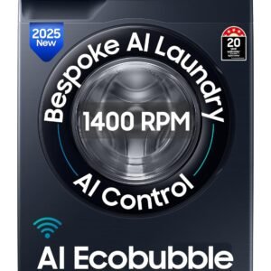 Samsung 9 kg, 5 Star, AI Control, AI Ecobubble, Super Speed, Wi-Fi, Hygiene Steam with Inbuilt Heater, Digital Inverter, Fully-Automatic Front Load Washing Machine...