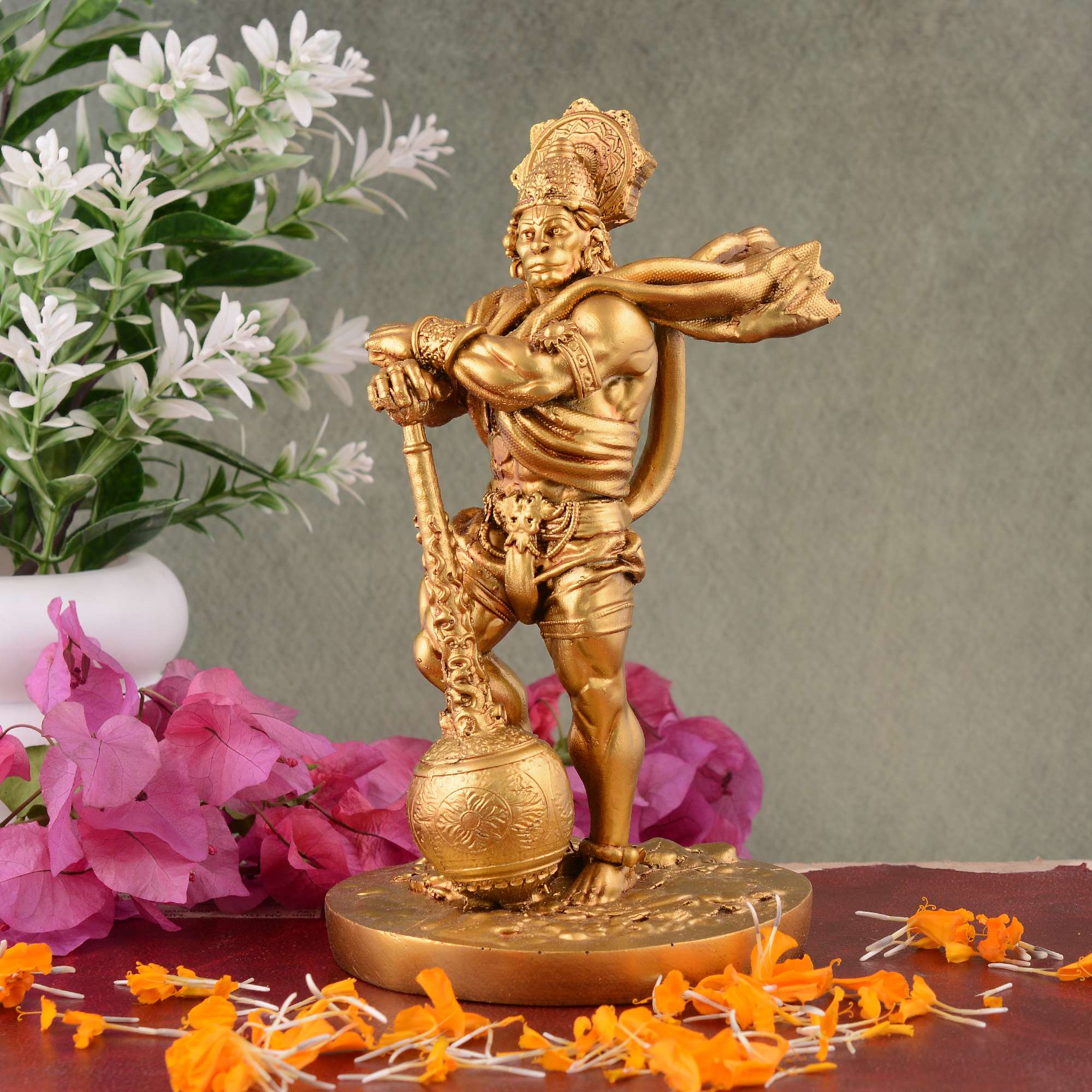 MCRAFT Bahubali Hanuman Ji Murti for Car Dashboard Home Decor Pooja Room Office Table Wall Bajrangbali Idol Statue Showpiece Decoration Gift Items